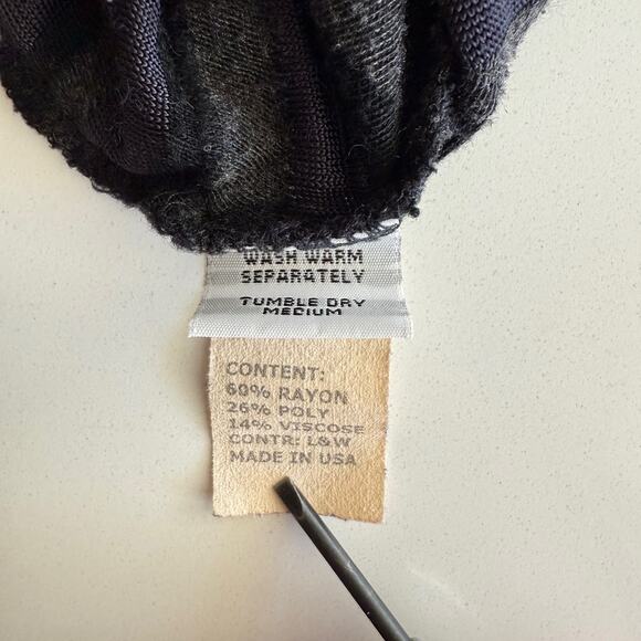 Cut Loose USA Made Lagenlook Mesh Ribbon Tunic 3/4 Sleeve Gray Blue Top M - Picture 7 of 8